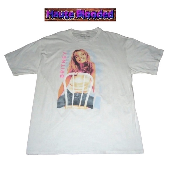 y2k Style 90's Britney Spears Princess Of Pop Chair Tee Shirt Plus Size XXL 2X - Picture 1 of 5